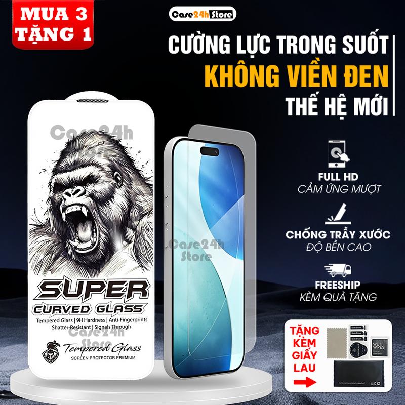 [TẶNG GIẤY LAU] Kính cường lực không viền cho iPhone 17 Pro Max / 16 Pro Max / 17 Pro / 16 Plus / 15 Pro Max / 15 Plus / 14 Pro Max / 15 Pro / 14 Pro / 13 Pro Max / 16/15/14/13