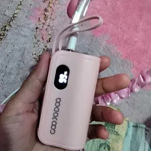 GOOJODOQ 5000mah Mini Powerbank Dengan colokan ganda Lightning + Tipe C for iphone Android Phone Built in Cable Small Portable Charge
