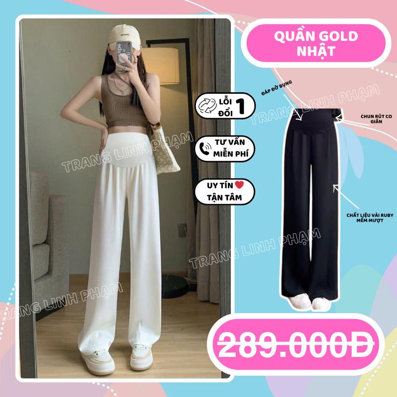 BÁN CHẠY NHẤT Quần Gold Nhật | Quần Bầu Dáng Suông che khuyết điểm chân - Kiểu dáng Basic dễ phối đồ cho các Mom công sở | Full size CHÂN NGẮN CHÂN DÀI đều mặc được