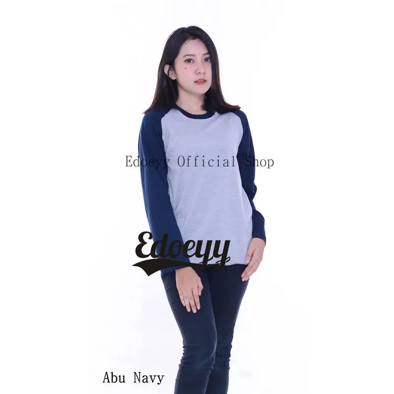 Kaos Raglan Wanita Lengan Panjang - Baju Reglan Cewek Polos - Ukuran S M L XL 4