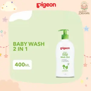 Pigeon Baby Wash 2in1 Chamomile Hair & Body Wash Pump 400mL Shampoo & Sabun Mandi Cair Anak Bayi Lembut Menenangkan Aman Untuk Kulit Sensitif