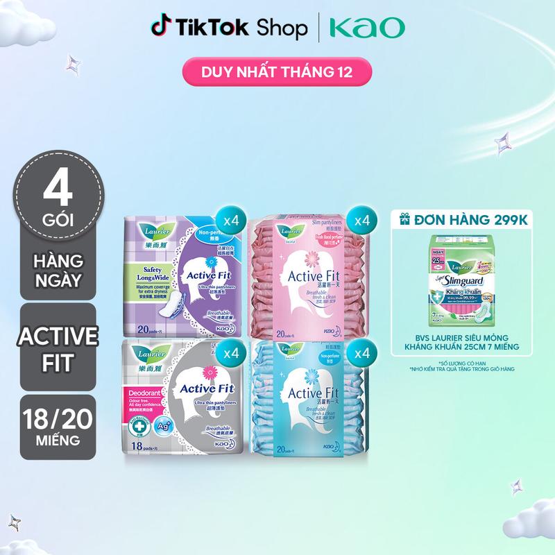   Chọn loại  Combo 4 Băng Vệ Sinh Hàng Ngày Laurier Active Fit 