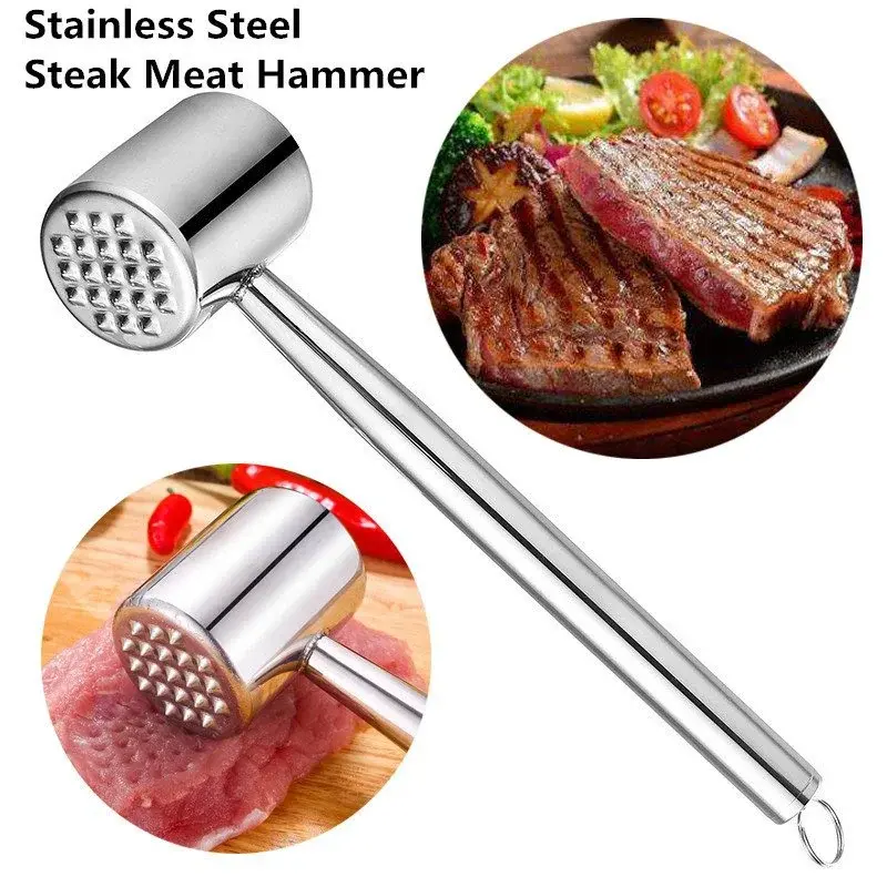 Meat Tenderizers Pounders Stainless Steel Meat Hammer Knock-sided For Steak Pork Portable Household Kitchen Pork Tool
