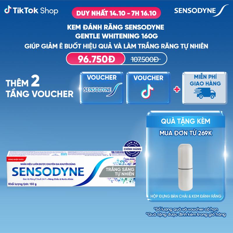 Kem đánh răng SENSODYNE Gentle Whitening 160g giúp giảm ê buốt hiệu quả và giúp làm trắng răng tự nhiên