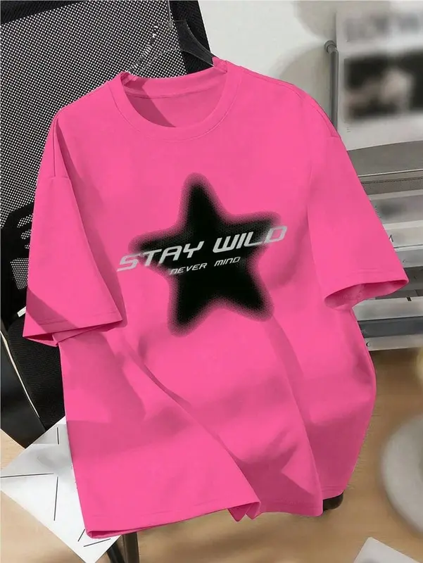 Kaos Oblong Pria Wanita Terbaru STAR STAY ABU I Lengan Pendek dengan DTF Print Kualitas Import 100% Cotton Combed 30s 3