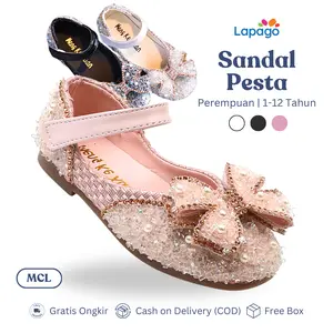 LAPAGO Sandal Flats Sepatu Anak Perempuan Mutiara Pesta Model Elegan Size 21 - 36 Type MCL