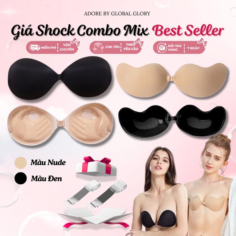 * Trợ giá hôm nay Combo HÀNG HOT - Mix set miếng dán ngực xoài bra mango miếng dán hình ngực hình bàn tay bra hand - Nâng đỡ tạo khe nhẹ nhàng và thoải mái mieng dan Nữ