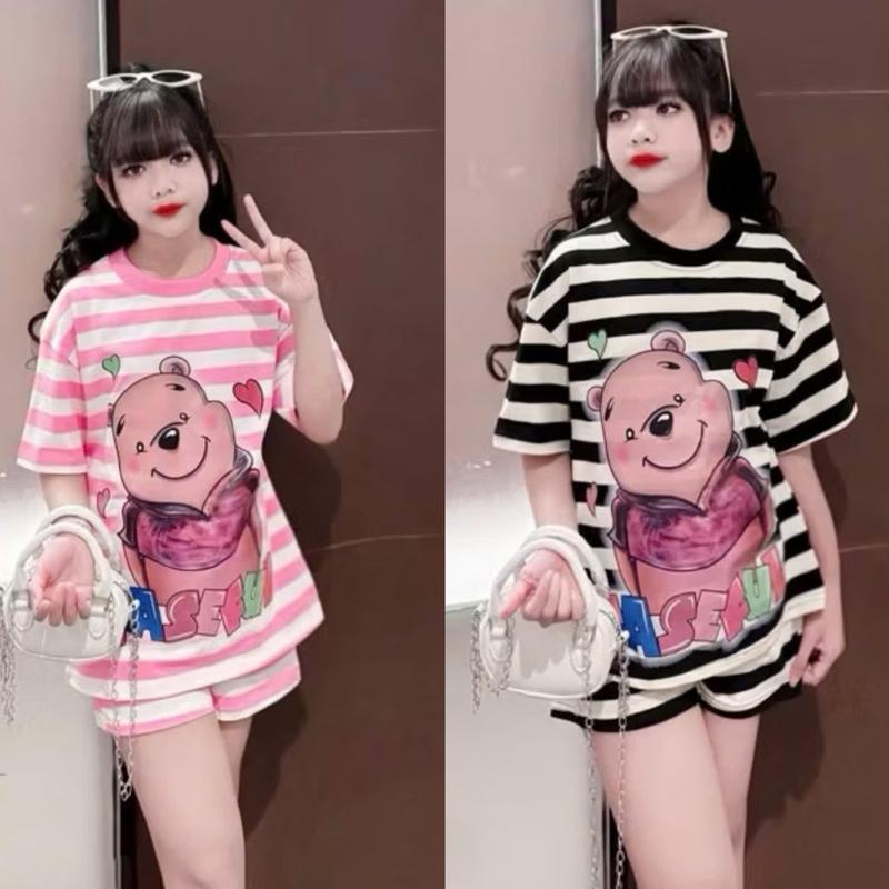 Set bộ gấu kẻ đáng iu cho hé gái siêu đáng iu size từ 14-45kg (MS12) 0
