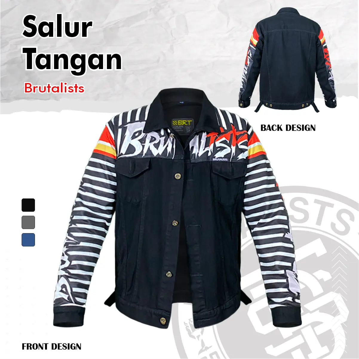 Jaket Jeans Pria Wanita Denim Jacket Distro Motif Salur Tangan
