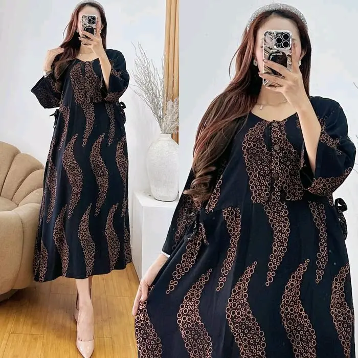 Daster Kancing Lengan Panjang Bahan Rayon Busui Bumil Jumbo LD 120