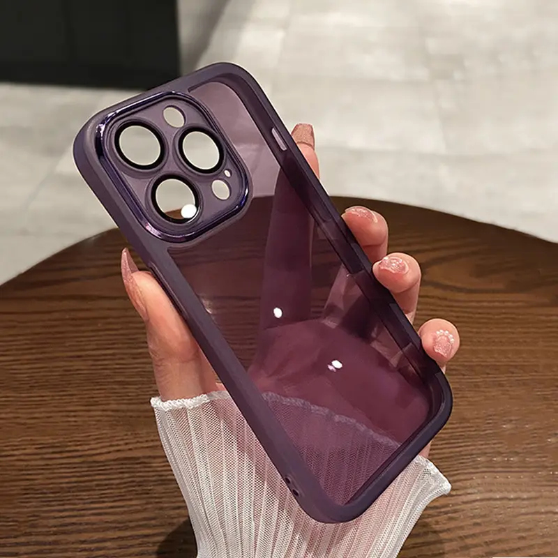 Ốp Lưng iPhone, Thiết Kế Đơn Giản, Màu Xanh Dương Trong Suốt, Ốp Mềm, Có Màng Bảo Vệ Ống Kính Tích Hợp, Thích Hợp Cho iPhone 11, 12, 7Plus, 11Promax, 15Pro, 13Pro, 14, 11Pro, 16Promax Và 16 6