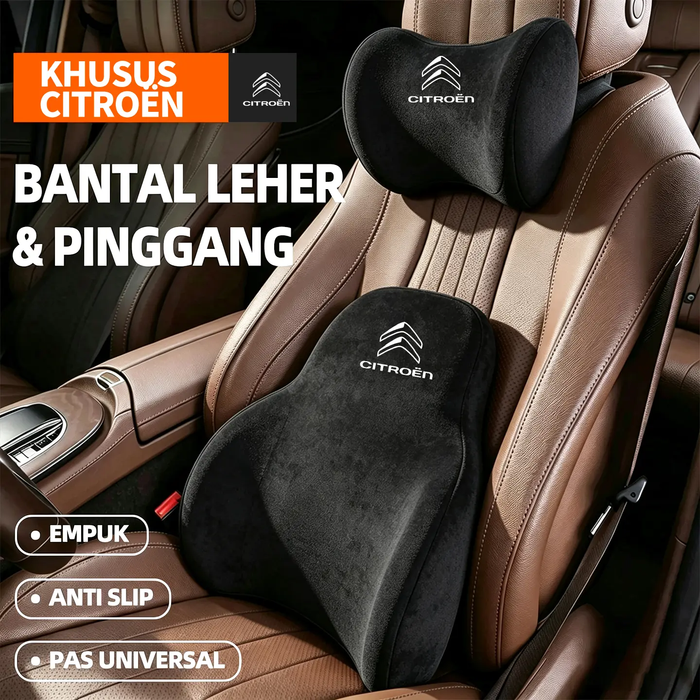 Set Bantal Mobil Memory Foam Suede  Kompatibel Citroën C3 C3 Aircross C5 Aircross e-C3