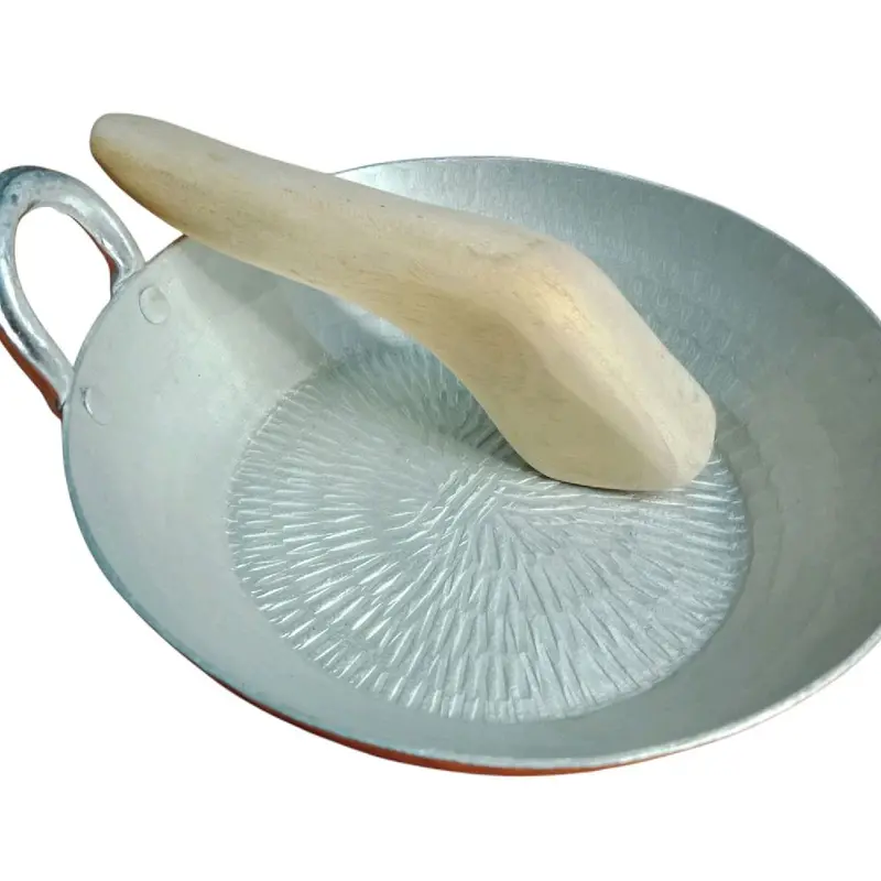 Cobek Kuping alumunium khas garut+ ulekan kayu Diameter 16,19 dan 25 cm kitchenwhare 0