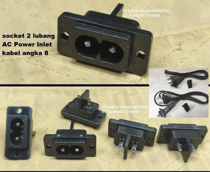 kinclong socket kabel 2 lubang jack angka 8 c8 licin mulus bodi kotak  (minimal 6pcs) konektor soket