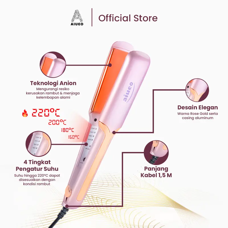 Catokan AIUEO Rosi • Catok Rambut 459 3in1 220°C Nano Silver Hair Straightener - Curly - Blow - Alat Meluruskan dan Keriting Rambut 2