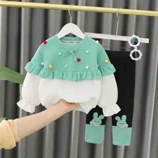 Setelan lucu baju anak perempuan 0 bulan - 4 tahun MOTIF POL RAINBOW Bayi Parsel Cewek Katun set 4