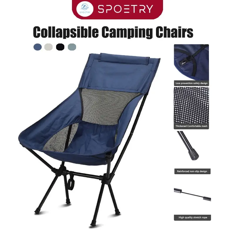 Ready Stock】 Camping Chair Foldable Outdoor Folding Beach Picnic Portable Chairs Adult Beach Chair Camping Chair