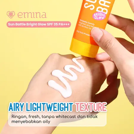 Emina Sun Battle Bright Glow SPF 35 PA+++ - Sunscreen Serum Amino Vitamin C - Cerah, Ringan, Hydrating suncreen pemula oily 1