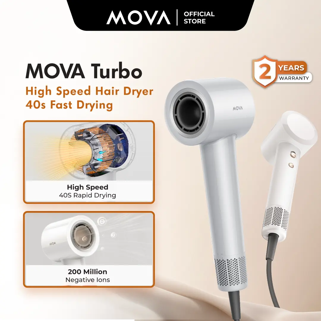 MOVA Turbo Smart Temperature Control Hair Dryer | 200million Negative Ionic | High-Speed | Lightweight