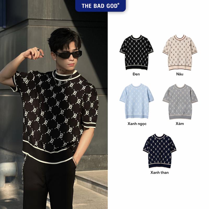 [MUA 2 GIẢM 5%] Áo Len Nam Cổ Tròn The Bad God Lunette Dệt Họa Tiết Monogram - Form Oversize