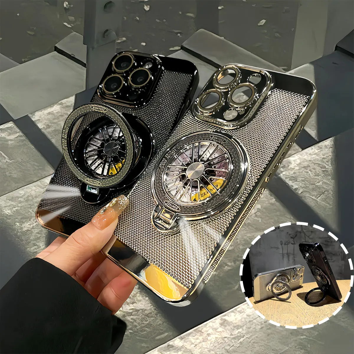 Pembuangan Panas Braket Yang Tidak Terlihat Casing Hard Magnetik Untuk iPhone 11 12 13 14 15 16 Pro MaxTahan Guncangan Tahan Jatuh Case