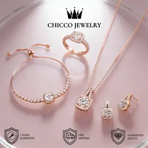 cincin anting kalung dan gelang paket dua set yang elegan dan indah cincin berlapis platina Cocok untuk wanita model couple ideal untuk pesta pernikahan Gratis box CHICCO Adjustable Aksesoris anti luntur anti perubahan warna Garansi 1 Tahun COD 296