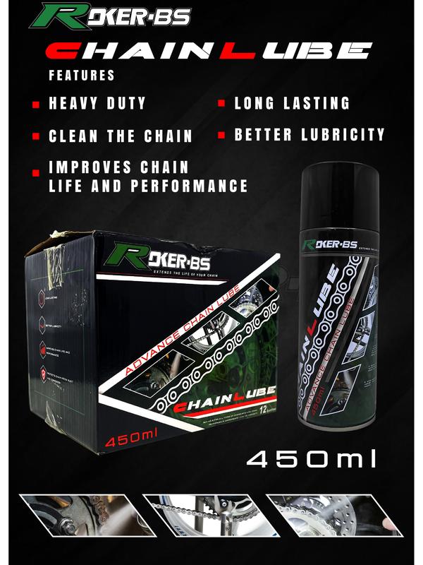 ROKER-BS CHAIN LUBE RANTAI SPRAY MOTORCYCLE 450ML HEAVY DUTY - TikTok ...