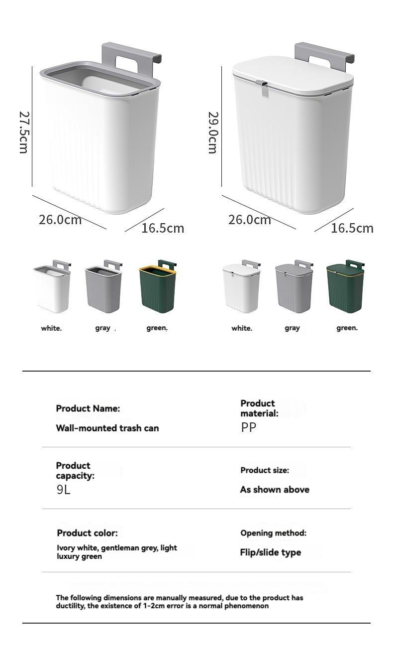 Product Introduction of SG New Design Wall-Mounted F Kitchen Bathroom Large Capacity rubbish bin rubbish bag trash bin dust bin with lid 10
