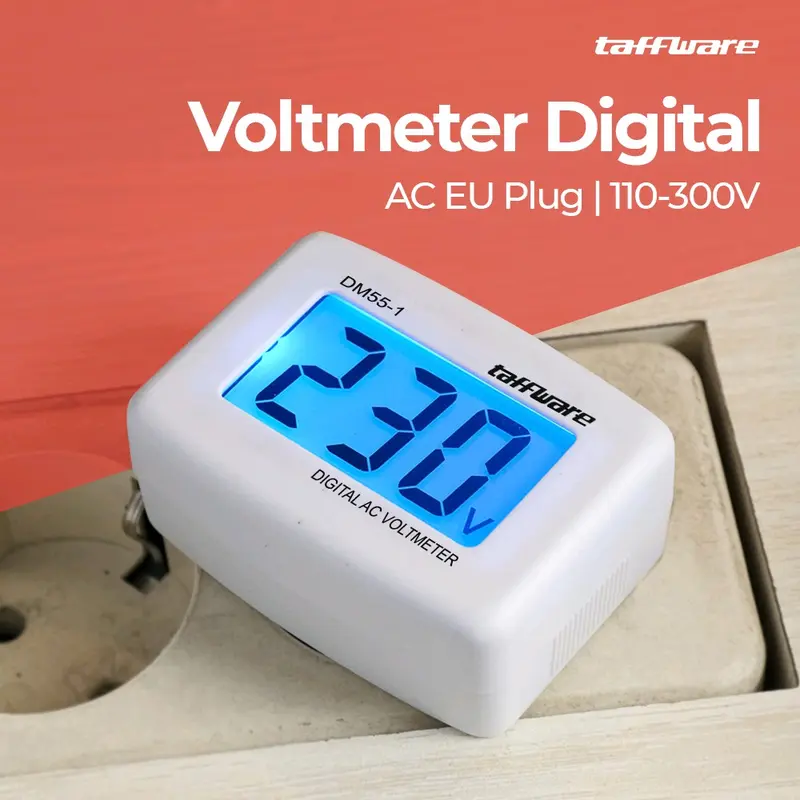 Taffware Voltmeter Digital AC EU Plug 110-300V / Alat Pengukur Listrik - DM55-1 0