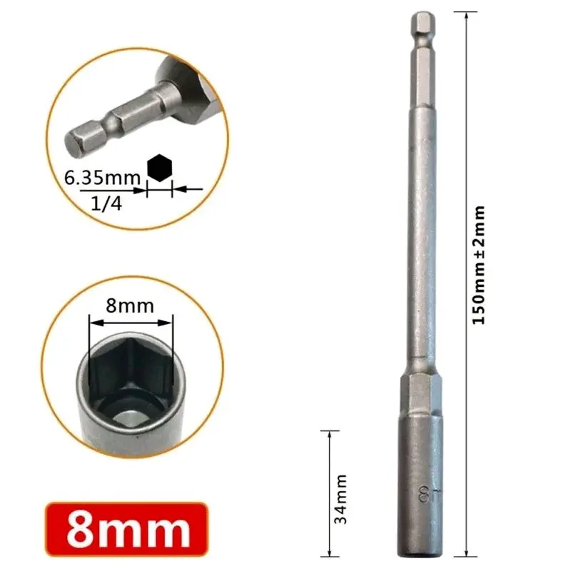 Adaptor Socket Mata Kunci Shock Format Hexagonal Ukuran 8 10 12 mm Panjang 150mm Extended, Bisa Untuk Buka Bak CVT Motor Matic. 6