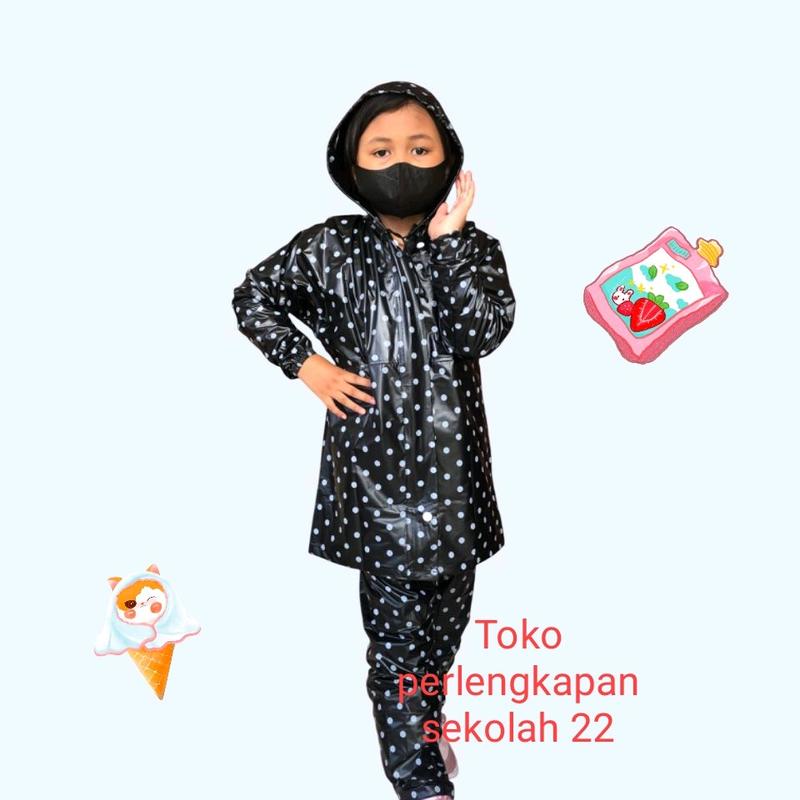 jas hujan anak laki² dan perempuan usia 4 sampai 10thn motip pulkadot lucu tebal dan bagus 5