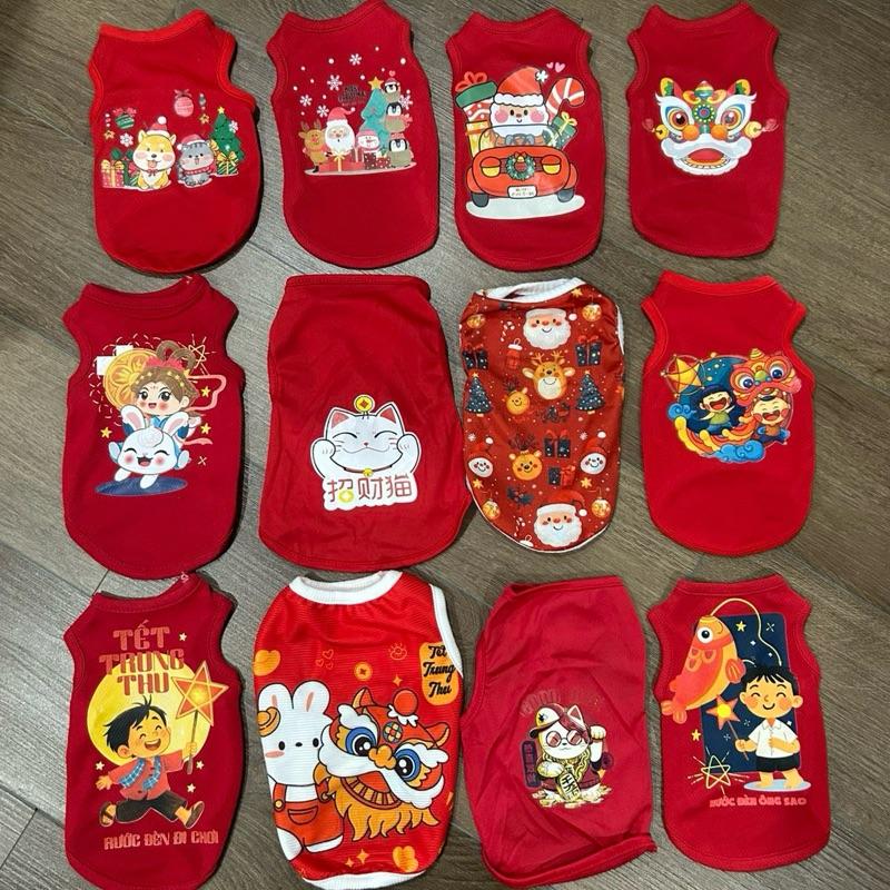 Áo ba lỗ tết, tết trung thu, noel, giáng sinh cho chó mèo thoáng khí