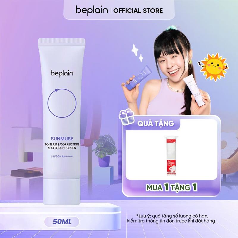 [LS][TTặng 1 BTT] Beplain Kem chống nắng Sunmuse Tone Up & Correcting Matte Sunscreen SPF50+ PA++++ 50ml