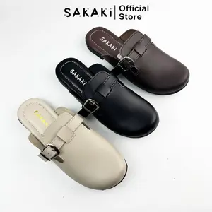 SAKAKI Aleena - Sepatu Sandal Wanita Slip-On, Mules & Mary Janes Shoes Hitam