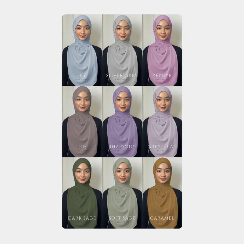 Sofia Bawal Shawl - Cala Attire | Pashmina oval hijab ala malaysia tudung kerudung jilbab syari malay instan curve epscarf crepe wanita musliminner 5