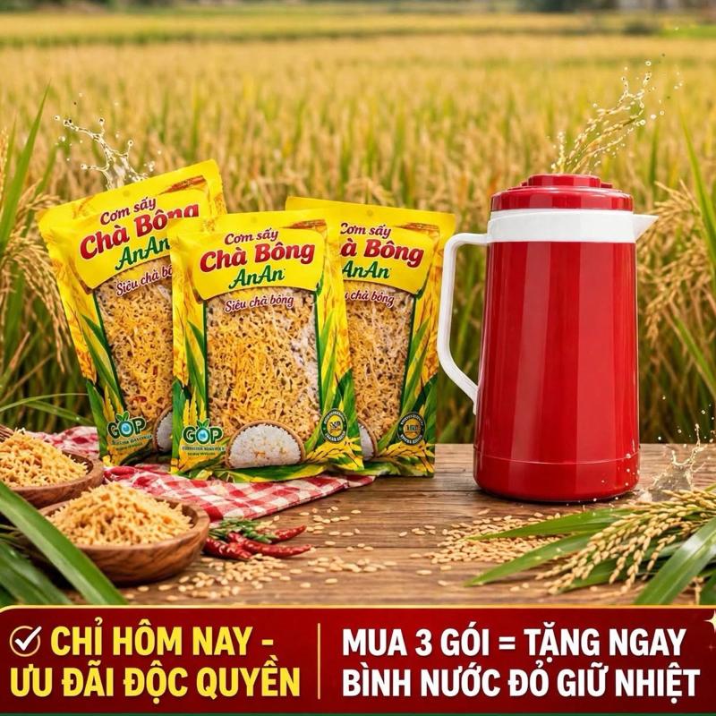Combo 3 CƠM SẤY SIÊU CHÀ BÔNG 60gam ĂN LÀ GHIỀN SIÊU GIÒN SIÊU NGON
