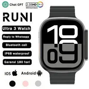 RUNI Smart Watch-support Whatsapp Reply Ultar 3 Smartwatch AMOLED 2.28" Display for sport Smartwatch-Bluetooth 6.0 call-Dynamic Island-Tahan Air IP68 -for Android adn iOS