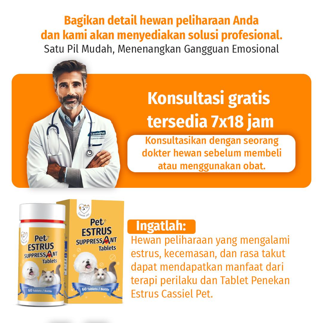 Cassiel Pet Estrus Suppressant Tablets Tablet Penekan Estrus Untuk Menenangkan Melolong Mengurangi Kecemasan Menenangkan Suasana Hati Anjing & Kucing Cassiel Pet Estrus Suppressant Tablets Tablet Penekan Estrus Untuk Menenangkan Melolong Mengurangi Kecemasan Menenangkan Suasana Hati Anjing & Kucing