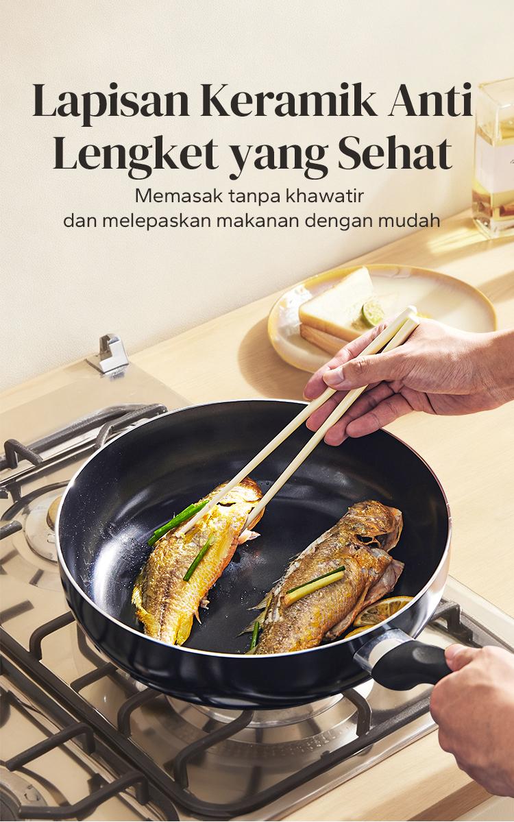 Redchef Nonstick Ceramic Rock Sea 7 Pcs Cookware Set Non PFAS& PTFE& PFOA Suitable for All Stoves Wok Frying Pan