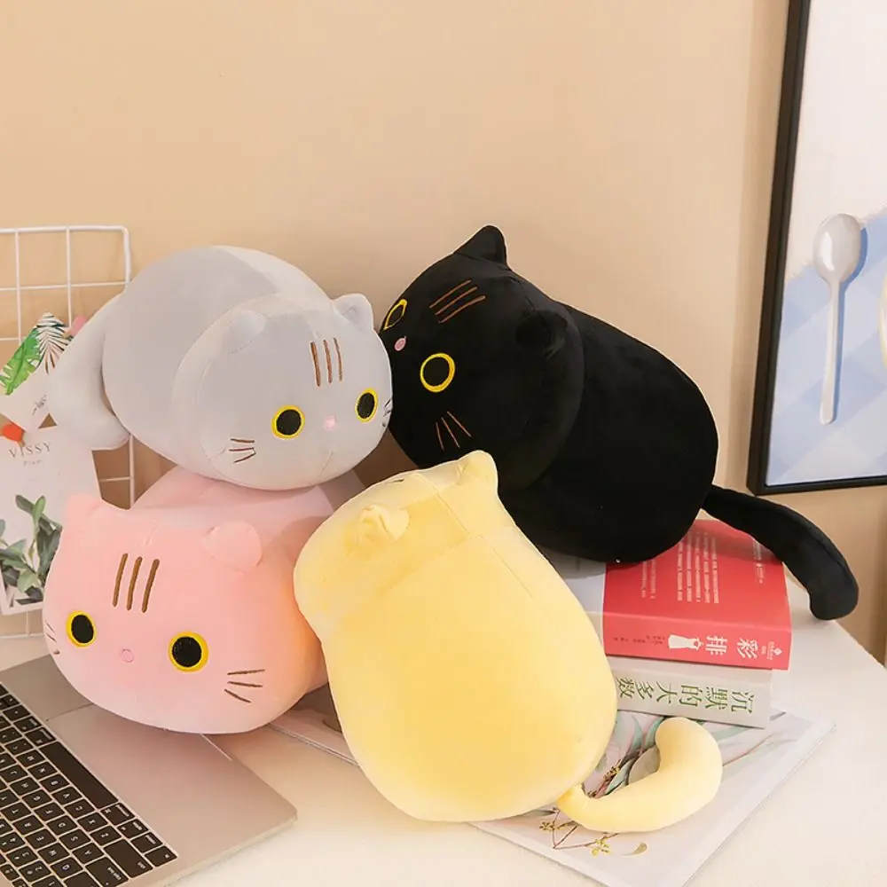 Rantai Kunci Mewah Kucing Hitam, Koleksi Kucing Kartun, Mainan Mewah Bantal Kucing Kapas PP, Haiwan Boneka, 25 / 35cm, Sesuai untuk Kanak-kanak
