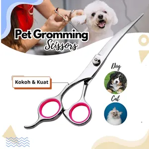 Gunting Bulu Hewan Curved Scissors untuk menciptakan bentuk yang membulat di sepanjang tubuh Hewan Peliharaan