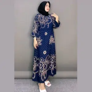 Daster Kirana lengah 7/8 Motif Bunga Panjang 115cm Busui Rayon Batik