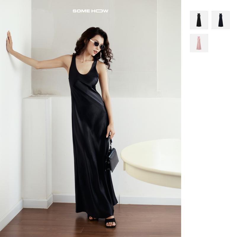 New10 Đầm Dài Noir Grace Maxi Dress Chất Vải Lụa Queen Thoải Mái ,WDD086 SOMEHOW