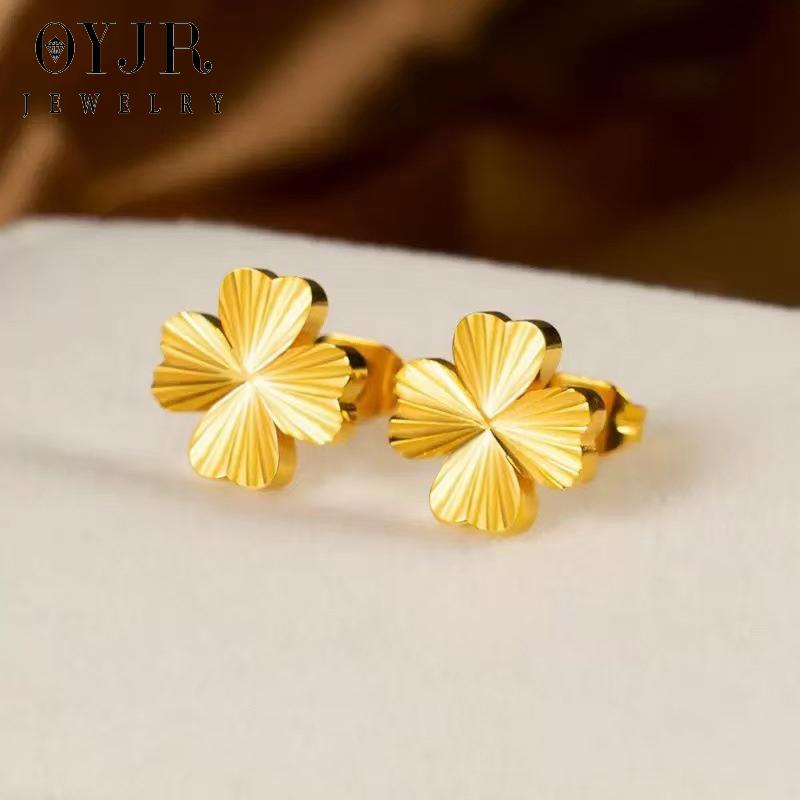 OYJR Khuyên Tai Titan Cỏ 4 Lá Bông Tai Cỏ 4 Lá Hoa Tai Đẹp Cho Nữ Cá Tính