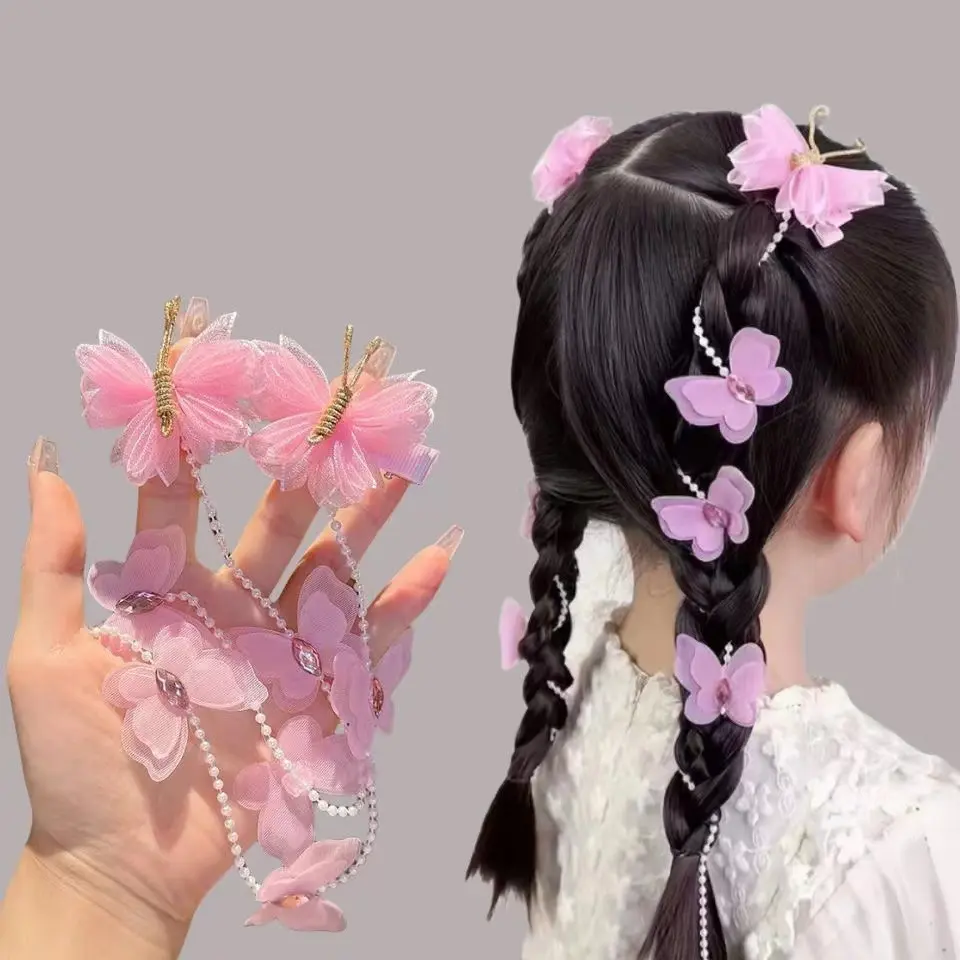 Kẹp Tóc, Tóc tết Cho Bé Gái, Với Nơ, Băng Đô, Phong Cách Công Chúa Cho Trẻ Em, Không Gây Hại Cho Tóc, Kẹp Tóc Siêu Thanh Lịch, Phụ Kiện Tóc, Tua Rua Phong Cách Cổ Xưa