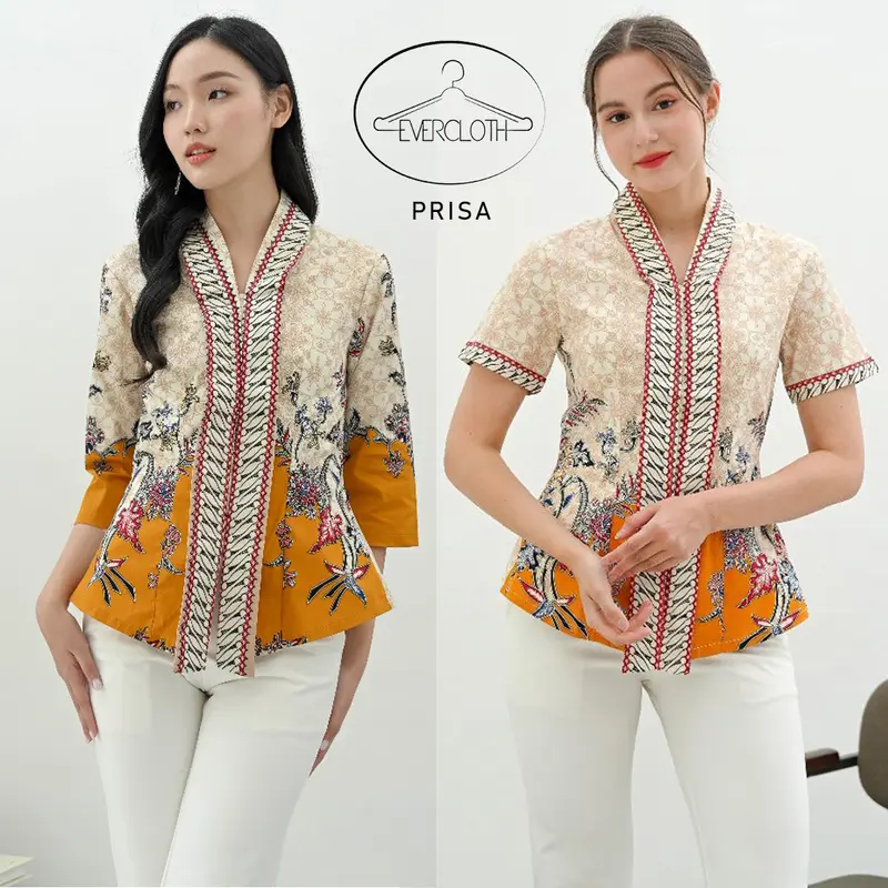 Evercloth Prisa Blouse Wanita Atasan Wanita Blouse Kutubaru Batik 0