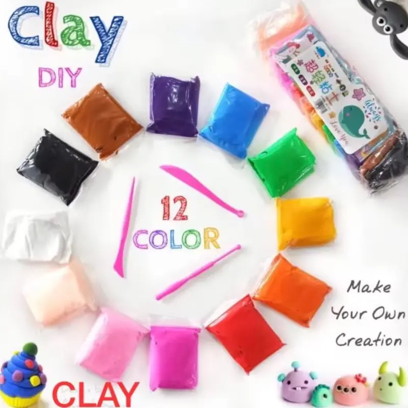 Super Light Clay Slime Mainan Anak Isi 12 Pcs Warna Warni Squishy Toys 2