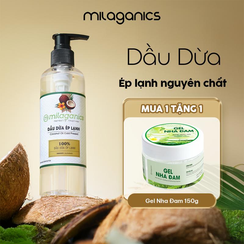 [MUA 1 TẶNG 1] Dầu Dừa Tinh Khiết Vitamin E Dưỡng Tóc MILAGANICS Dầu Ủ Tóc Dưỡng Mi Mày Dưỡng Mềm Môi - Dầu Massage Body Oil Mặt Dầu Dưỡng Thể Dưỡng Ẩm Da Mềm Mịn Thiên Nhiên - Tinh Dầu Dưỡng Da Body - Dầu Dừa Ép Lạnh Trắng Răng EHERB Nữ Women