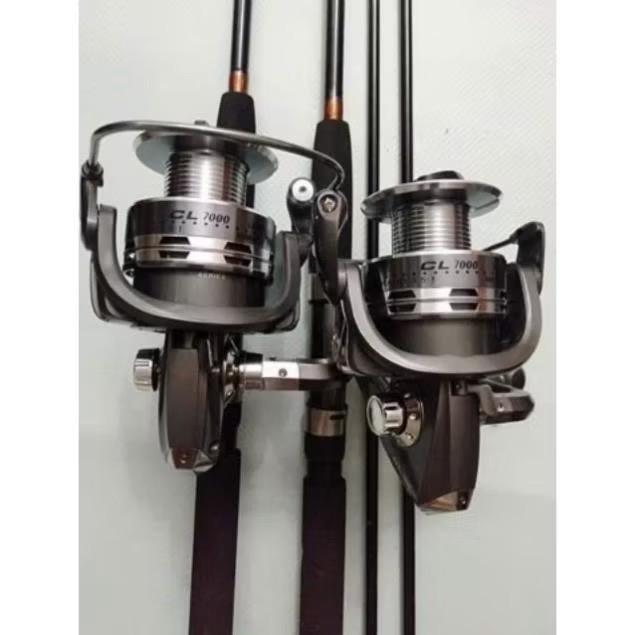  Combo bộ cần câu máy 2 khúc đặc shimano + máy câu kim loại CL tải cá 15kg siêu bền siêu khỏe Fishing   1 cần 2 khúc đặc + 1 máy câu cá CL   