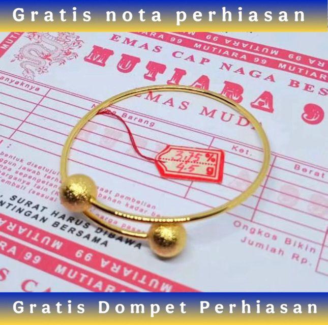 Gelang E.M.A.S Muda Asli Motif Bangle Pentol Gratis Dompet Dan Surat Perhiasan Dari Toko